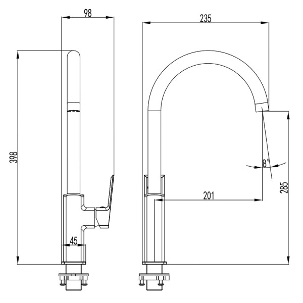 Смеситель для кухни Azario Hardcore хром (AZ-VJG568277C)