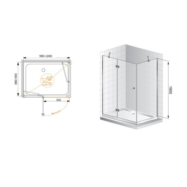 Душевой уголок Cezares Verona 90х100х195 стекло прозрачное (VERONA-AH-1-90/100-C-Cr) Душевой уголок Cezares Verona 90х100х195 стекло прозрачное (VERONA-AH-1-90/100-C-Cr)