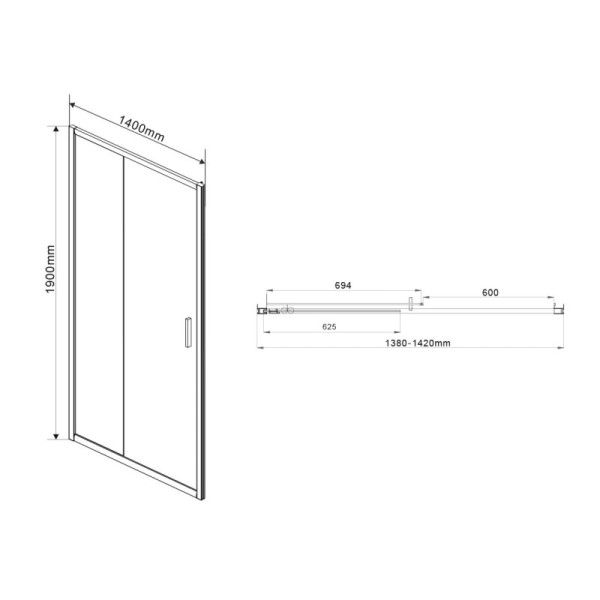 Душевая дверь Vincea Garda VDS-1G 1400х1900 стекло шиншилла, профиль хром (VDS-1G140CH)