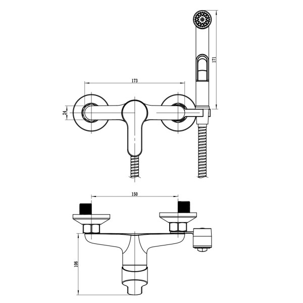 Смеситель для ванны и душа Voda Tide хром (TD80H) Смеситель для ванны и душа Voda Tide хром (TD80H)