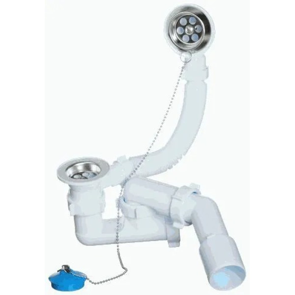 Обвязка для ванны АНИ с выпуском 1 1/2"*40 регулируемый сифон, с переходной трубой 45° 40/50 АНИ пласт (E251)