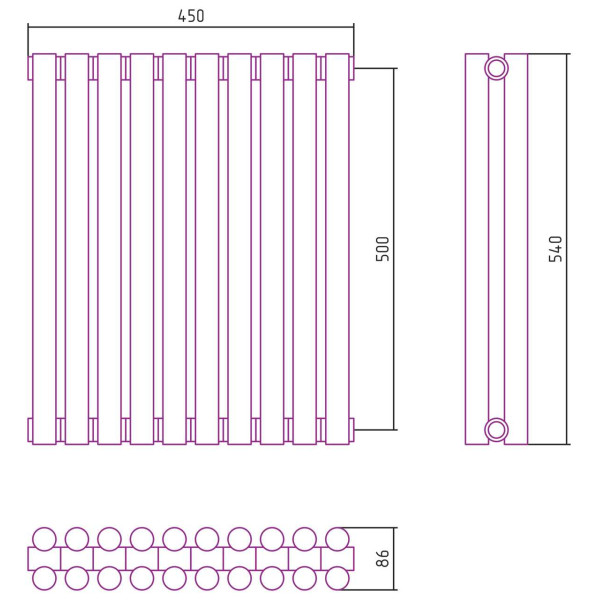 Дизайн-радиатор Сунержа Эстет-11 500*450 10 секций хром (00-0302-5010)