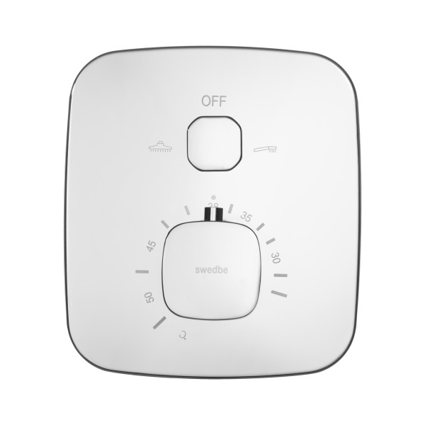 Смеситель для душа Swedbe Platta встраиваемый термостат с подключением на 2 выхода в монтажном боксе хром (9031)