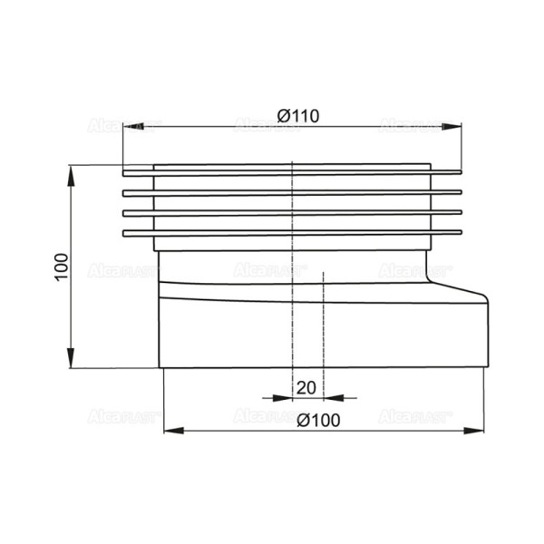 Манжета для унитаза Alcaplast эксцентрическая белая (A990)