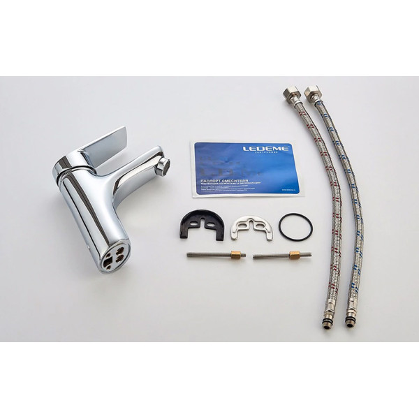 Смеситель для раковины Ledeme эко-картридж д.40мм без донного клапана (L1040)