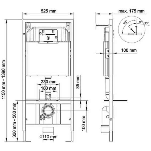 Инсталляция для подвесного унитаза Berges NOVUM F5 с клавишей (040255) черная