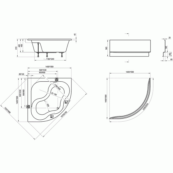 Ванна акриловая Ravak Gentiana 150х150 без гидромассажа (CG01000000) Ванна акриловая Ravak Gentiana 150х150 без гидромассажа (CG01000000)