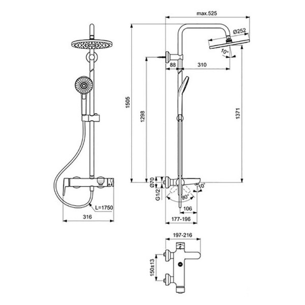 Душевая система Ideal Standard Eco Evo хром (B2267AA)