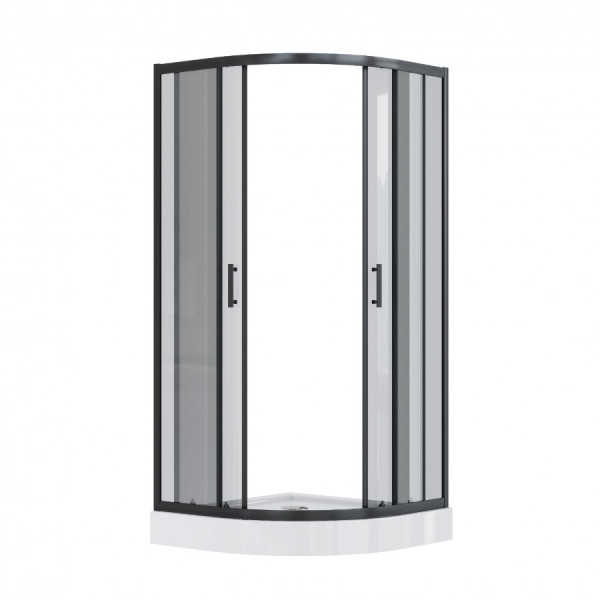Душевой уголок Santek Вэлия 90x90x195 стекло тонированное, профиль черный (1WH501799)