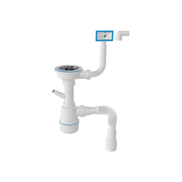 Сифон 32 мм бутылочный Nova с разборным выпуском 1 1/4"х64 мм с гибкой трубой 1 1/4"х40/50 (1052)