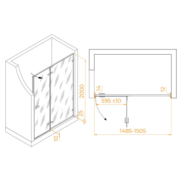 Душевая дверь RGW Stilvoll SV-004 150x200 стекло прозрачное, профиль хром (353200415-11)