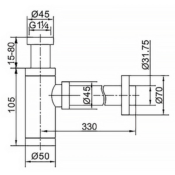 Сифон без выпуска для умывальника Azario 1 1/4" блистер бронзовый (AZ-108-BR)