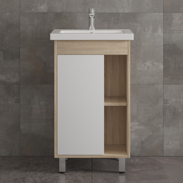 Тумба напольная Melodia Этюд 50 (Como 50) 1 дверь белая/сонома (MFR80038SW)