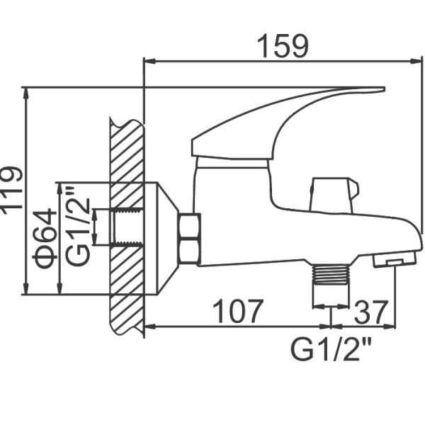 Смеситель для ванны и душа Ledeme с душевым гарнитуром (L3036)