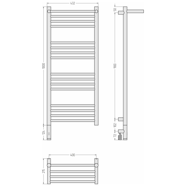 Полотенцесушитель электрический Сунержа Богема 3.1 1000x400 с полочкой провод слева матовый белый (30-6006-1040)