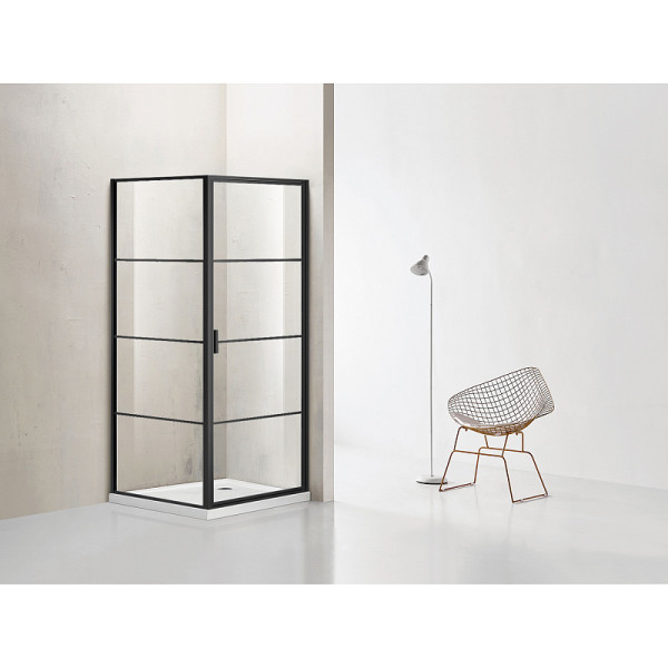 Душевой уголок Azario Chicago 80x80x195 стекло прозрачное, профиль черный (AZ-NAG1221 80 BLACK)