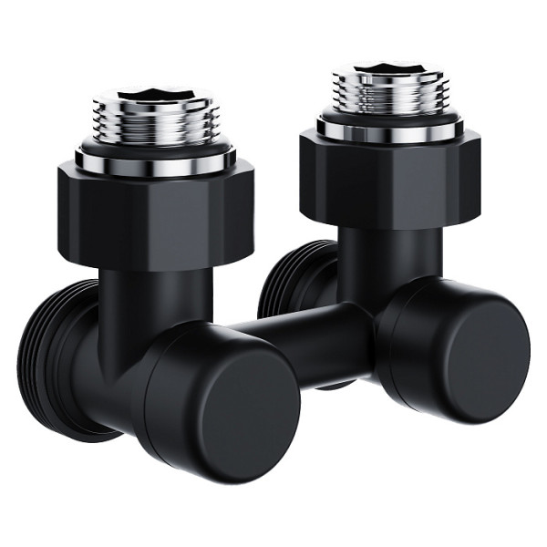 Фитинг двойной угловой со встроенным шаровым краном Royal Thermo Design угловой 1/2"х3/4"EK (черный) (RANDU11234BL) Фитинг двойной угловой со встроенным шаровым краном Royal Thermo Design угловой 1/2"х3/4"EK (черный) (RANDU11234BL)