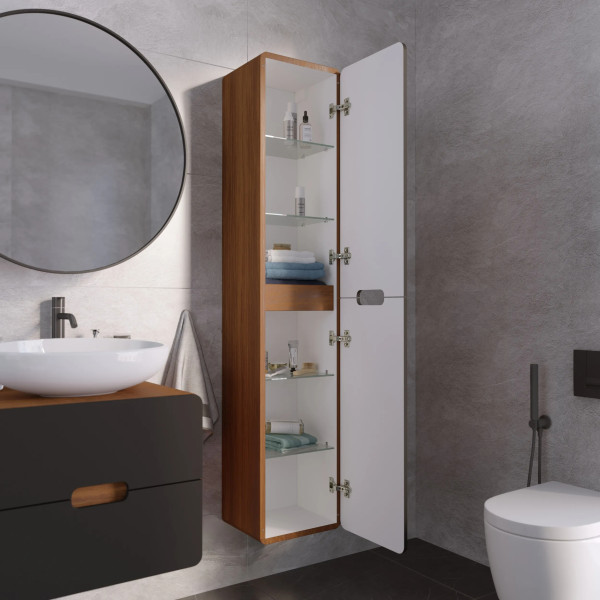 Пенал подвесной 1Marka Vortex  350x300x170 (орех ноче тортона)/монолит найт) (Ц0000033027)