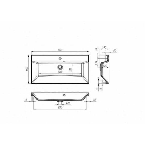 Раковина встраиваемая BelBagno 90 белая (BB900/450-LV-MR-AST)