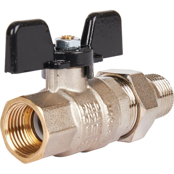 Кран 1/2" шаровый со сгоном Stout (черная бабочка, полнопроходной) (SVB-0007-000015)