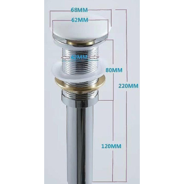 Донный клапан Aquanet латунь без перелива крышка керамика белая матовый (330951)
