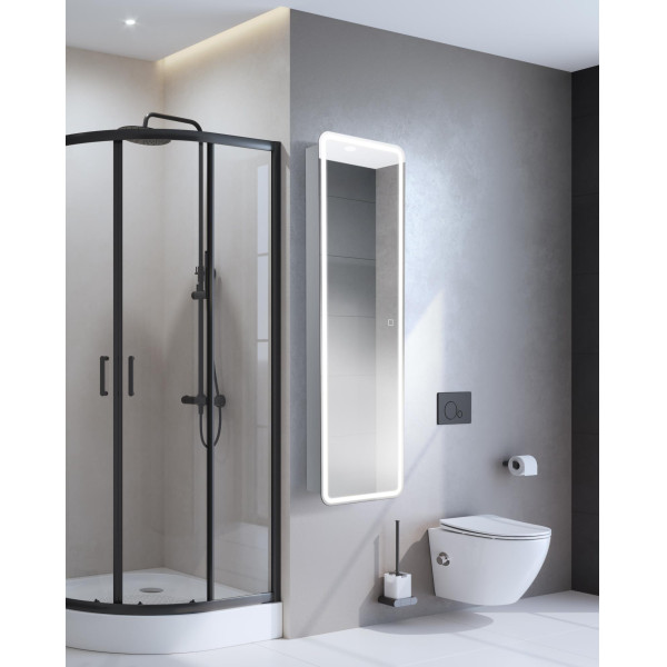 Зеркальный шкаф BelBagno 455x1595x150 с одной распашной дверью с стеклянными полками со встроенной подсветкой и сенсорным выключателем (SPC-MAR-450/16 Зеркальный шкаф BelBagno 455x1595x150 с одной распашной дверью с стеклянными полками со встроенной подсветкой и сенсорным выключателем (SPC-MAR-450/16