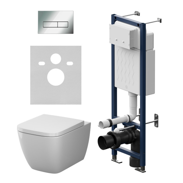 Комплект инсталляция с унитазом AM.PM ErgoFit с клав M хром глянц с подвесным унитазом Gem Aquaspin (IS110351.901901)