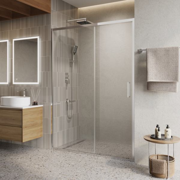 Душевые двери BelBagno Luce 140x195 стекло прозрачное, профиль хром (LUCE-BF-1-140-C-Cr)