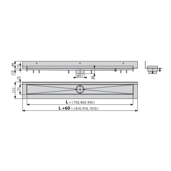 Душевой лоток AlcaPLAST 850 мм хром (APZ20-850) Душевой лоток AlcaPLAST 850 мм хром (APZ20-850)