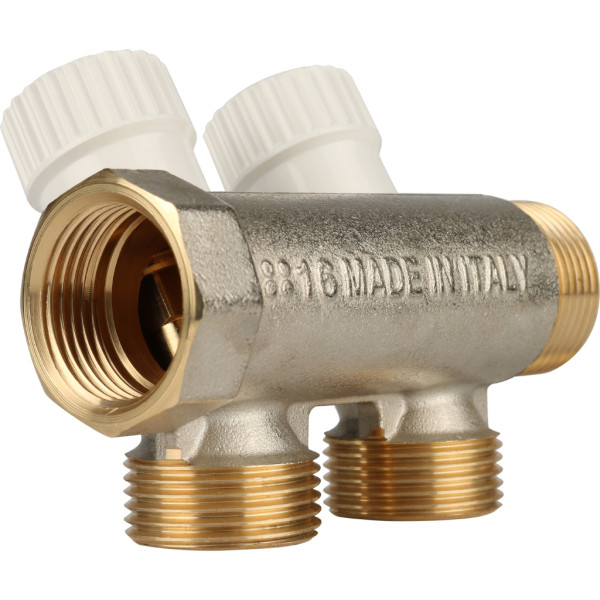 Коллектор 2 отвода регулируемый 3/4"x3/4"(18)EK Stout (никель) (SMB-6851-343402) Коллектор 2 отвода регулируемый 3/4"x3/4"(18)EK Stout (никель) (SMB-6851-343402)