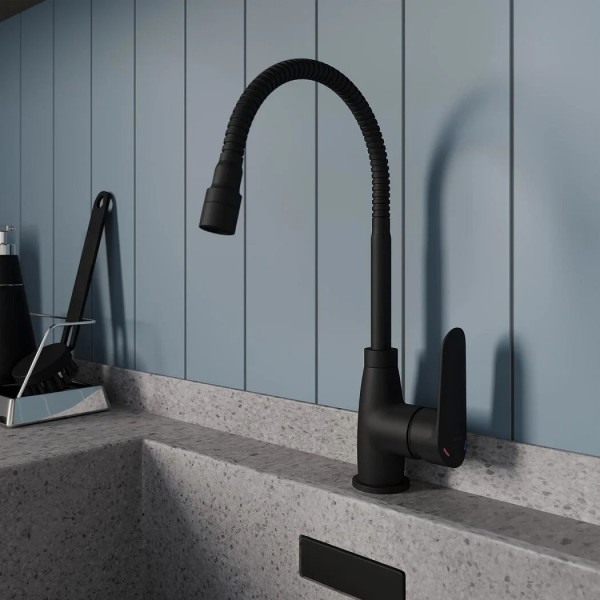 Смеситель для кухни Milardo Meal с гибким изливом черный (M07BL2FM05) Смеситель для кухни Milardo Meal с гибким изливом черный (M07BL2FM05)