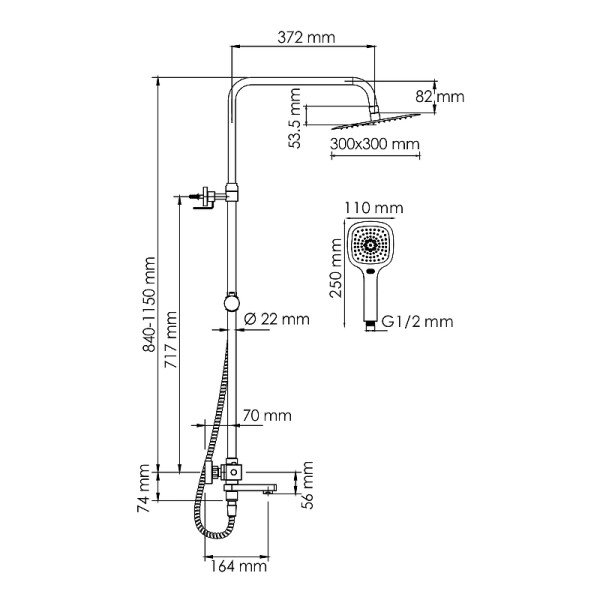 Душевая система WasserKRAFT хром (A199.118.065.010.CH Thermo)