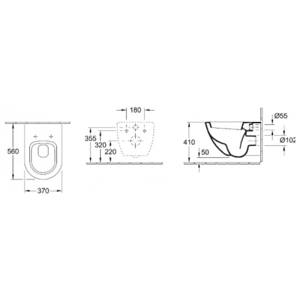 Унитаз подвесной Villeroy & Boch Subway Plus 370х560х360 (660010R1)