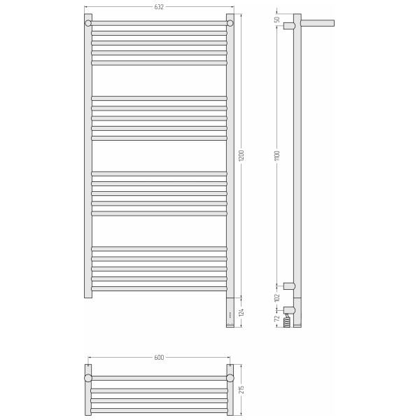 Полотенцесушитель электрический Сунержа Богема 3.1 с полкой 1200х600 МЭМ провод справа (00-6007-1260)
