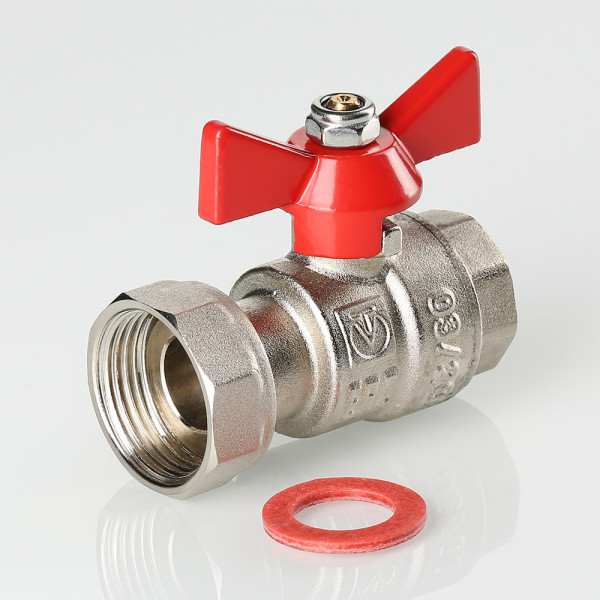 Кран 3/4"х1" ВВ шаровый с накидной гайкой Valtec (красная бабочка) VT.241.N.0506