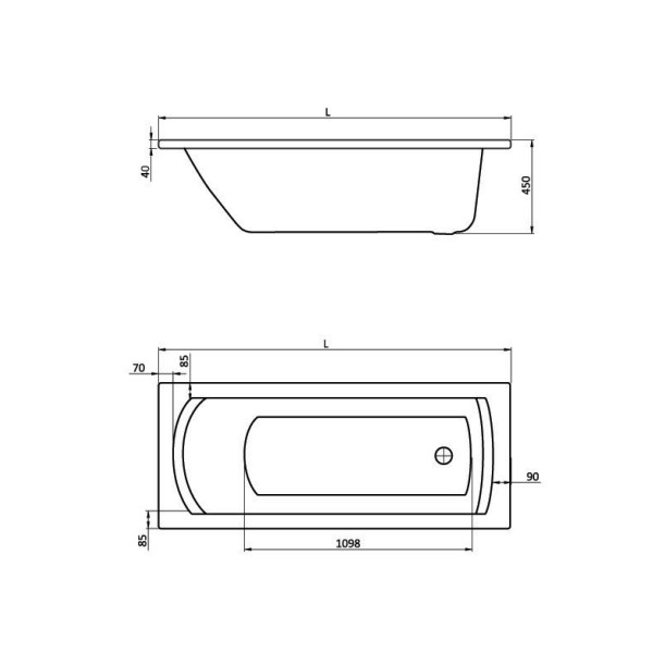 Ванна акриловая Santek Монако 1700х700х450 (1WH111979)