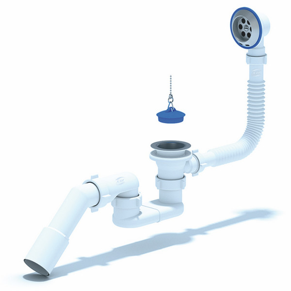 Обвязка для ванны АНИ с выпуском 1 1/2"*40 плоский сифон, с переходной трубой 45° 40/50 АНИ пласт (E051)