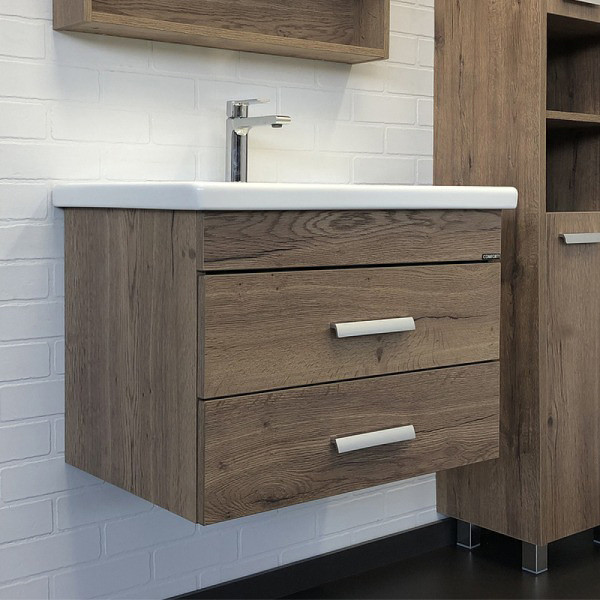 Тумба подвесная с раковиной Comforty Никосия 700x450x550 дуб темный (00-00008855)