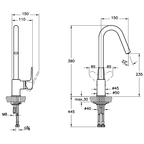 Смеситель для кухни Vitra Root Round матовый черный (A4274236EXP)
