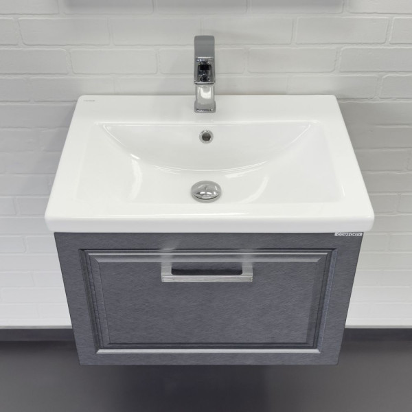 Тумба подвесная Comforty Бредфорд 600x450x450 белый глянцевый с раковиной (00-00020428)