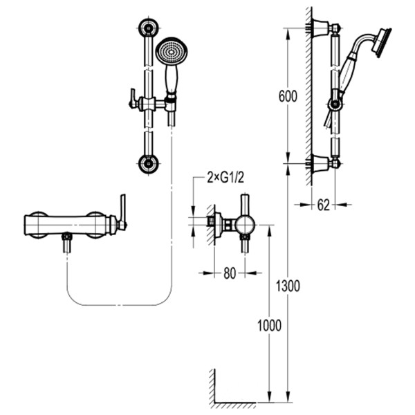 Смеситель для душа Swedbe Terracotta Art с душевым комплектом терракота (темная бронза) (2513)