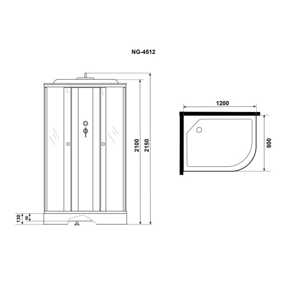 Душевая кабина Eco 80x120 стекло тонированное, профиль хром матовый (E120/80/13R/TN)