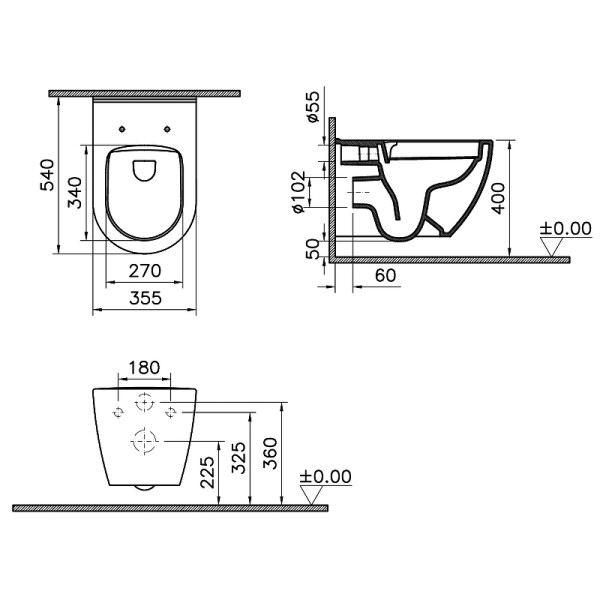 Комплект инсталляция с унитазом Vitra Mia Round с сиденьем микролифт и клавишей хром глянцевый (9873B003-7201)