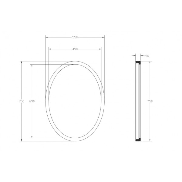 Зеркало для ванной Abber Stein 75x55 с подсветкой, красное (AS6610R)