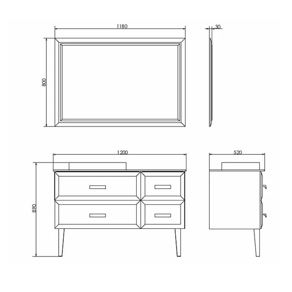 Зеркало Comforty Империя 1200x30x800 белый глянцевый (00004143506)