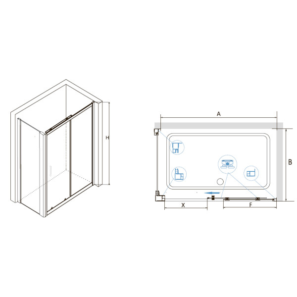 Душевой уголок RGW Classic 160x80 стекло прозрачное, профиль хром (320948168-011)