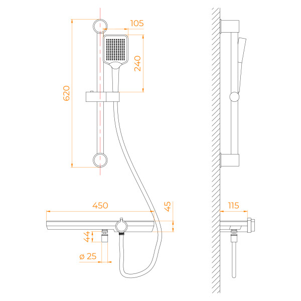 Смеситель для ванны и душа RGW серый (69140541-11) Смеситель для ванны и душа RGW серый (69140541-11)