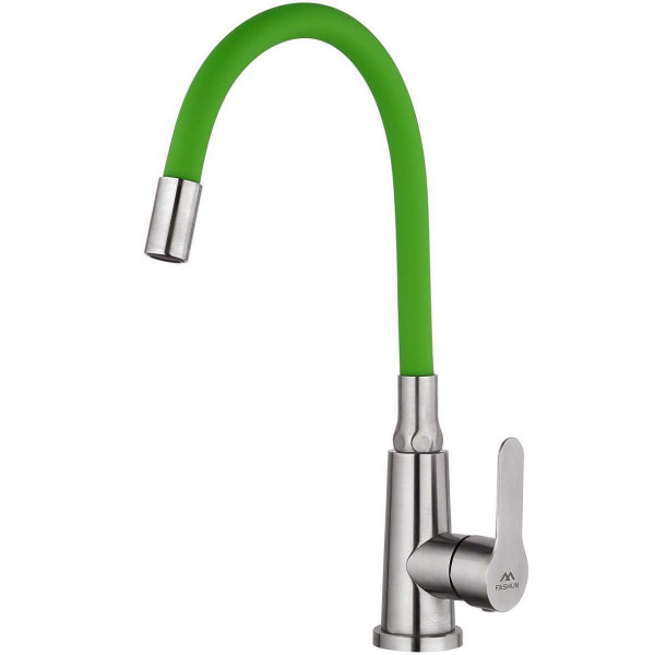 Смеситель для кухни Fashun с гибким изливом сатин/зеленый (A54301-6) Смеситель для кухни Fashun с гибким изливом сатин/зеленый (A54301-6)