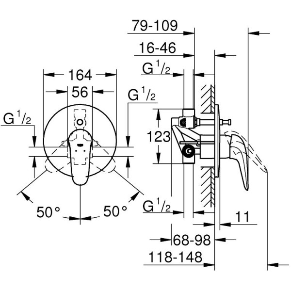 Смеситель для ванны и душа Grohe Eurostyle 2015 Solid (23730003)