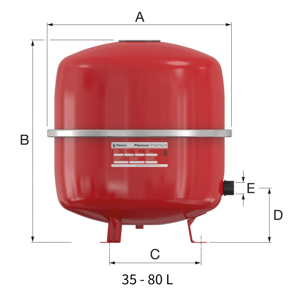 Бак расширительный Flamco для систем отопления Flexcon Premium 50 л. 2,5/6 бар (16960)